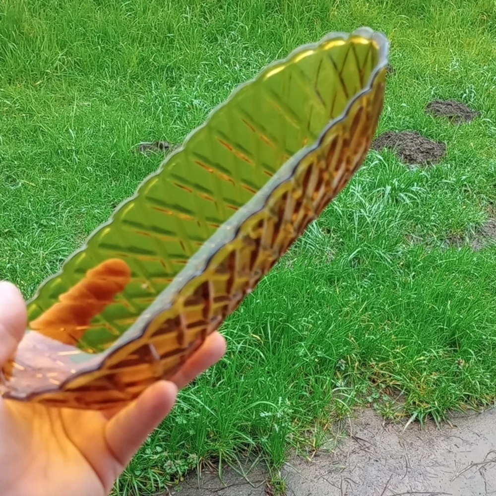 Glass Reptile Water Dish - Green/Amber